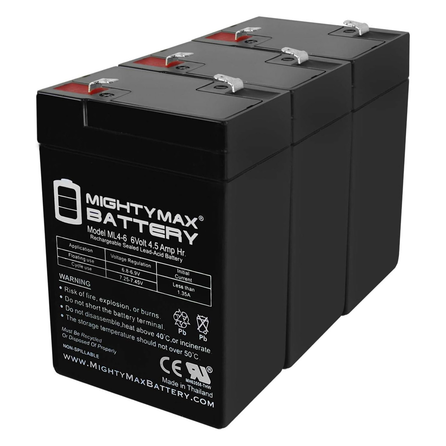 Mighty Max 6V 4.5AH Replacement Battery for Sanshui JL3-XM-4 - 3 Pack