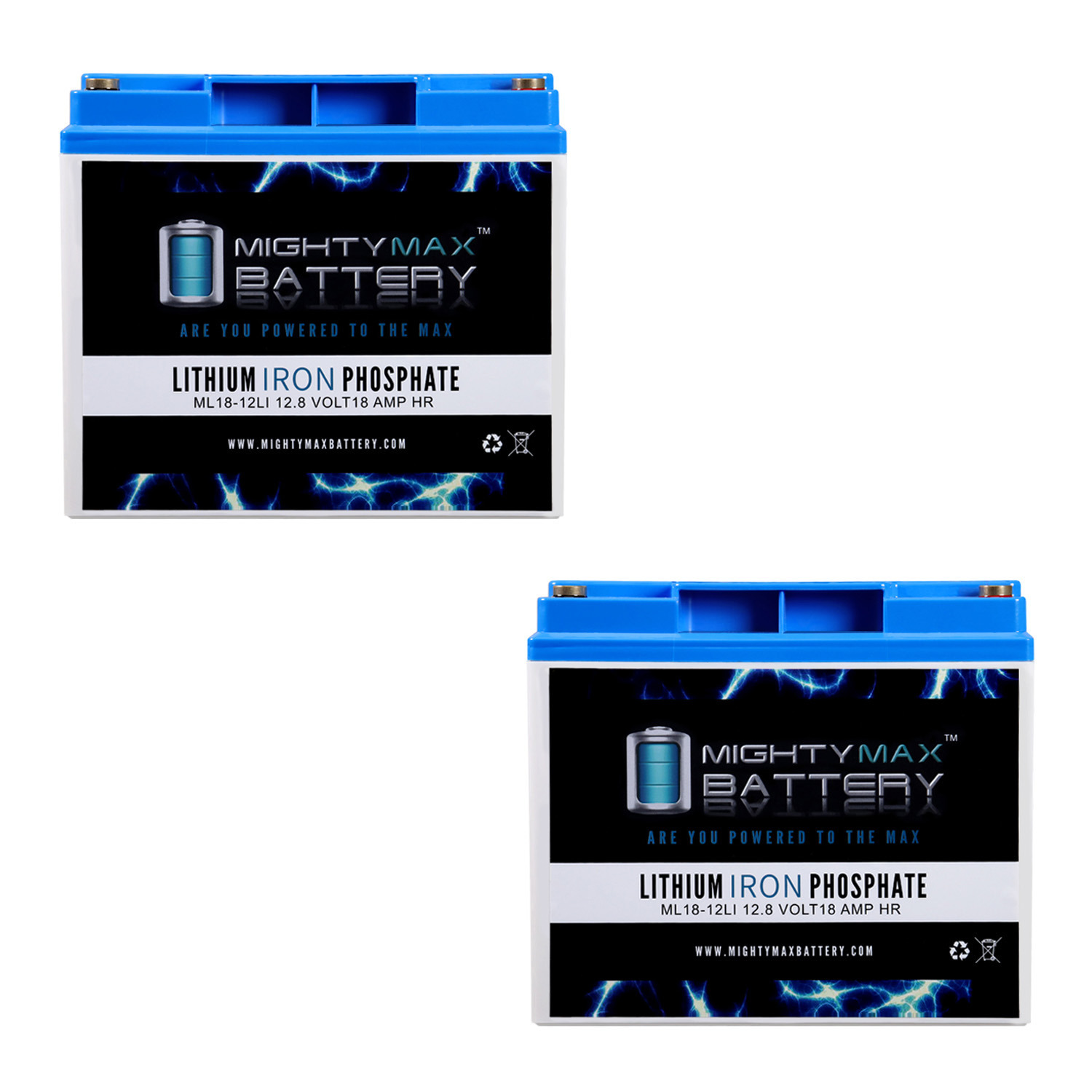 Mighty Max 12V 18AH Lithium Battery Replaces DR Power Mower 104837 - 2 Pack