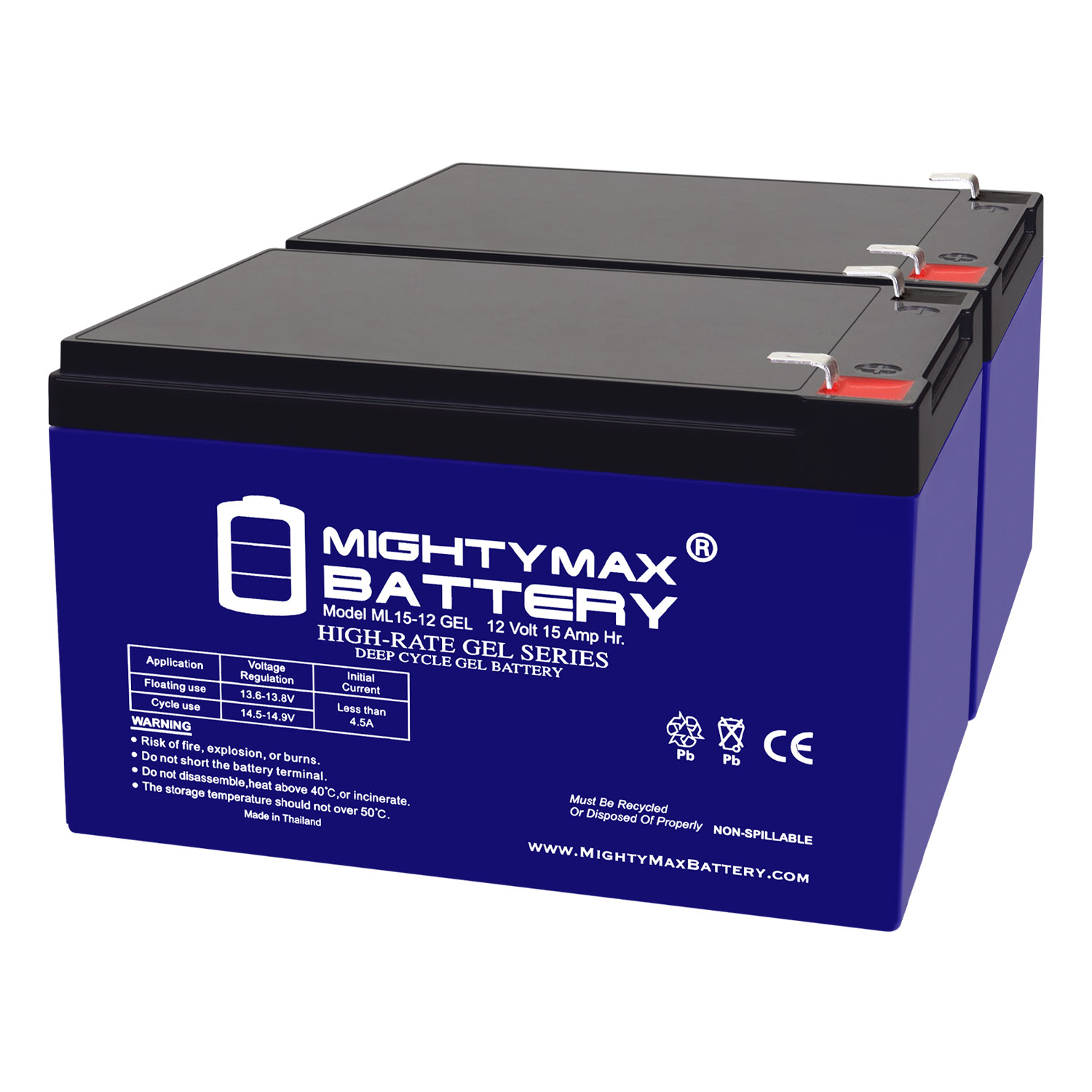 Mighty Max 12V 15AH GEL F2 Battery Replaces PS-12100 12CE12 LC
