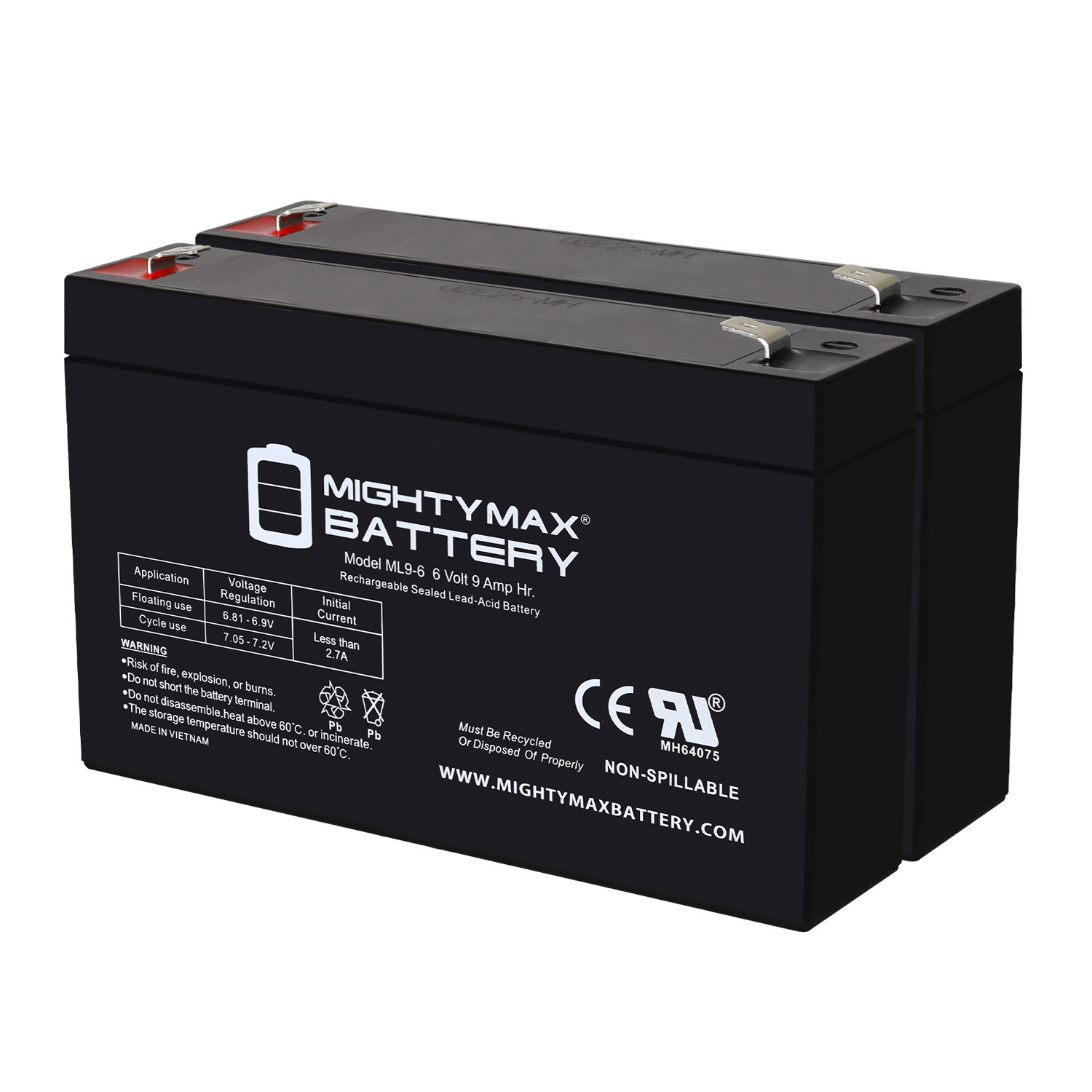 Mighty Max 6V, 9Ah, F2 Battery Replaces Lamborghini Murcilago